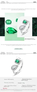 Detailed close-up of 0.66ct lab-grown emerald ring in S925 silver with white gold plating