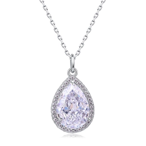 S925 Silber Anhänger mit birnenförmigem Schliff, Wassertropfen-Design und glänzenden CZ-Steinen