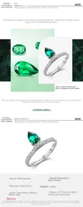Close-up of pear-cut lab emerald ring in S925 silver with side micro-pave stones