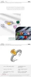 Macro detail of S925 silver rings featuring 7x9mm oval multi-colored high carbon diamonds