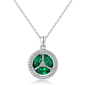 S925 sterling silver emerald green marquise cut gemstone pendant necklace with zircon halo
