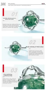 Detailed close-up of S925 silver ring band with natural green moss agate stone setting
