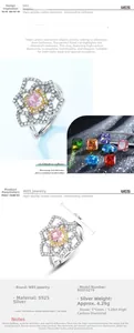Macro view of flower-shaped S925 silver ring featuring 1.28ct pink carbon diamond