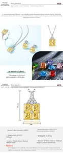 Macro d'un pendentif en argent 925 avec pierre jaune et diamant carbone taille glace