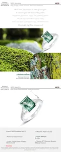 Macro detail of geometric S925 silver ring featuring a green moss agate stone with side stones