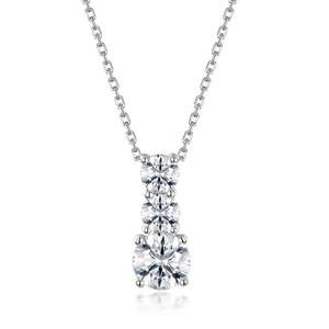 Elegante S925 Sterling Silber Halskette mit drei funkelnden Moissanit Steinen in vertikaler Reihe