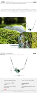 Macro detail of geometric moss agate pendant in S925 silver setting with dimensions