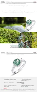 Detailed view of S925 silver ring featuring an 8x8mm faceted green moss agate stone