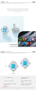 Macro shot of S925 silver flower earrings with blue ice-cut carbon diamonds and halo petals