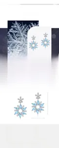 Detailed view of S925 silver snowflake earrings with blue marquise-shaped zircons