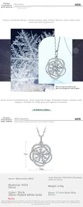 Détail d'un pendentif flocon en argent S925 avec zircon bleu nano et design rotatif