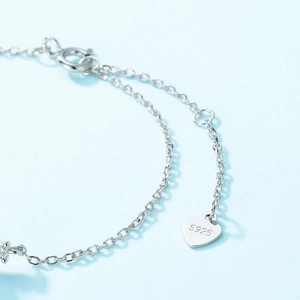 S925 sterling silver geometric natural moss agate bracelet with heart charm and spring clasp