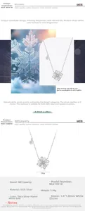 Détails du pendentif flocon en argent S925 avec zircons blancs et dimensions précises