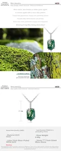 Macro detail of rectangle moss agate pendant in S925 sterling silver mounting