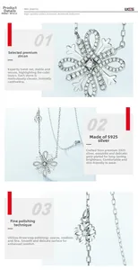 Détail du collier flocon de neige en argent S925 serti de zircones cubiques