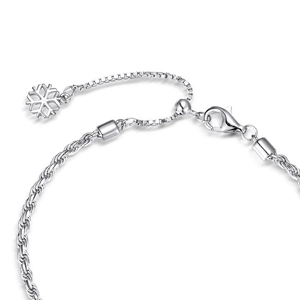 Adjustable S925 silver bracelet featuring a sparkling snowflake charm and lobster clasp