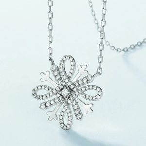 Collier flocon de neige en argent S925 scintillant avec pendentif en zircone pour femme