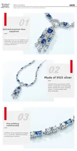 Detail of S925 silver necklace with blue spinel pendant and hand-set carbon diamonds