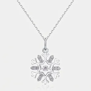 S925 Sterling Silver Snowflake Pendant For Women With Zirconia Inlaid Fashion Light Luxury Jewelry Gift Pendant Only Without Chain