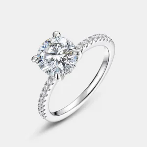 925 Sterlingsilber Moissanit Verlobungsring Für Damen Rund Brillant Moissanit Hochzeitsring Eingelegt Solitärring Schmuck Geschenk