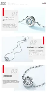 Dettaglio dell'incastonatura a castone in argento S925 e della brillante moissanite sulla collana