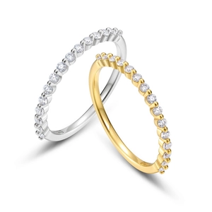 Set di anelli eternity in argento S925 e oro 10k con moissanite in stile minimalista
