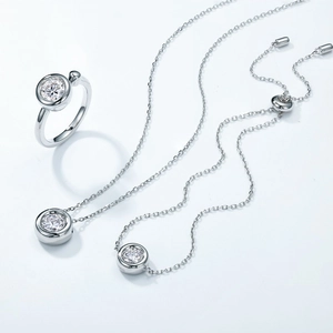 Elegante set di gioielli in argento 925 con moissanite, anello, collana e bracciale