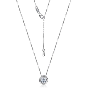 Elegante Halskette aus S925 Sterlingsilber mit 1ct Moissanit in Zargenfassung poliert