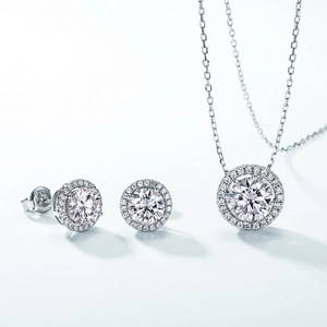 S925 sterling zilveren sieradenset met moissanite ketting en oorknopjes voor dames mode