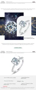 Détail d'une bague moissanite taille coussin 2,35 ct sur monture argent massif S925