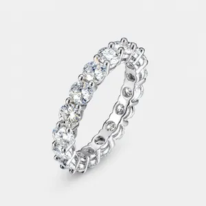 S925 Sterling Zilveren Moissaniet Eternity Ring Voor Dames Rond Geslepen Volledige Cirkel Fonkelende Band Met GRA-certificaat Fijne Sieraden Huwelijkscadeau