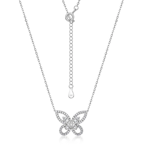 Exquisite S925 sterling silver butterfly necklace with sparkling pave diamonds for women