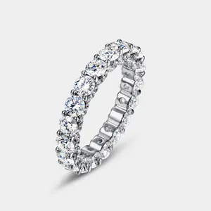S925 Sterling Silver Single Row Moissanite Eternity Ring For Women Men Wedding Anniversary Band Jewelry With GRA Certificate