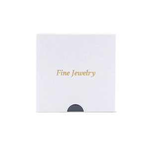 Boîte à bijoux carrée blanche minimaliste avec texte doré et tiroir coulissant