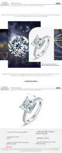 Macro view of princess cut 2.75ct moissanite ring with S925 silver four-prong setting