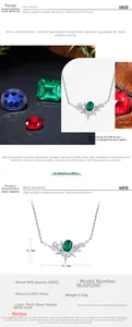 Close-up of S925 silver necklace with 6x8mm oval emerald lab-grown gemstone pendant