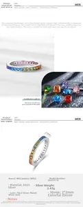 Detailed view of S925 sterling silver eternity band with 2mm rainbow cubic zirconia