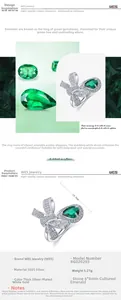 Macro view of bow-shaped silver ring featuring a 6x8mm pear-cut lab emerald and zircons