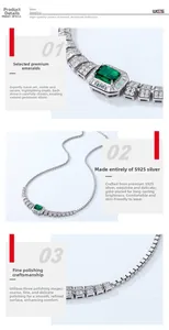 Vue détaillée d'un pendentif en argent S925 avec taille émeraude et dorure