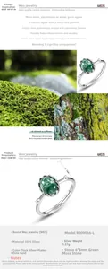 Detailed view of S925 silver ring featuring 6x8mm oval green moss agate stone