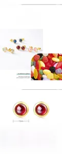 Detail of candy-colored gemstones set in S925 silver studs with 10K gold plating