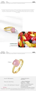 Detailansicht eines S925 Silberrings mit 8x8mm rosa Zirkonia und 10K Goldbeschichtung