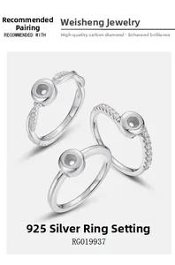Detailansicht der S925 Sterlingsilber Ringfassungen mit S925 Stempel und Hochglanzpolitur