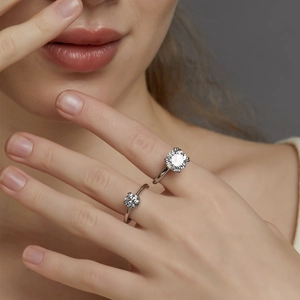 Luxus 925 Sterlingsilber Moissanit Ring Für Damen Minimalistischer Rundschliff Eingelegter Solitair Verlobungsring Mit GRA Zertifikat