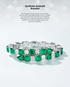 Macro shot of silver bangle with emerald cut green gemstones and pavé zircon settings