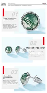 Vue détaillée de boucles d'oreilles en argent S925 avec agates mousse naturelles