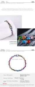 Détail macro du bracelet cœur en argent S925 avec zircons arc-en-ciel et fermoir sûr