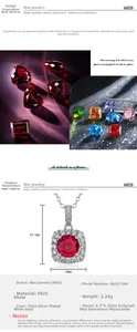 Macro view of S925 silver red gemstone pendant with dimensions 16.5mm by 10mm
