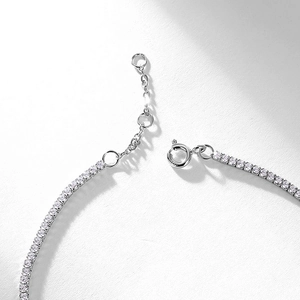 Classic S925 sterling silver tennis bracelet with brilliant round-cut clear crystals