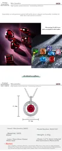Detailed size chart showing S925 silver necklace with a 6.3mm ruby pendant dimensions